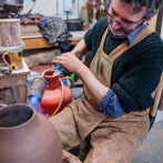 Doug Fitch and Hannah McAndrew making a jug for me